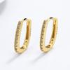 Silver Color Micro-inlaid Zircon U-Shape Hoop Earrings for Women Simple Square Earring Temperament Ear Jewelry Accessories