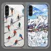 Oil Painting Art Snow Scenery Skiing Tempered Glass Phone Case for Samsung Galaxy S25 Ultra S24 S23 Plus S22+ S21 S20FE 5G Cover