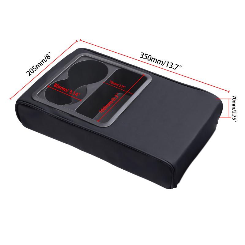 Nová Auto Center Console Polštář loketní opěrky s držákem na 2 šálky PU kožená loketní podložka Přenosná Auto Amrest Potah polštáře Výška podložky