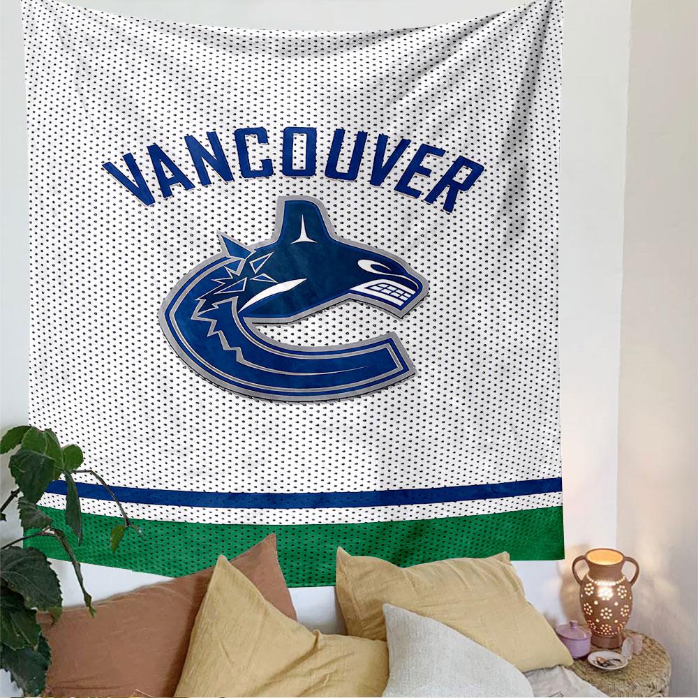 Vancouver Canucks Tapestry Wall Hanging, NHL Hockey Team Logo Poster, Sports Wall Decor for Bedroom Living Room Dorm