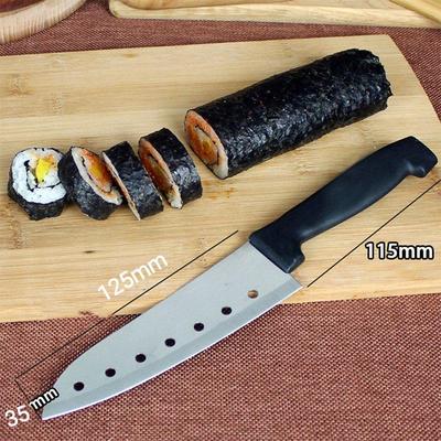 Seven-Hole Japanese Sushi Knife with Black Handle - Practical and In Stock