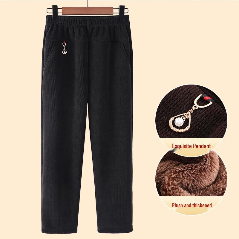 YUZHAOLIN Damen Übergröße Cord-Fleece-gefütterte Winterhose