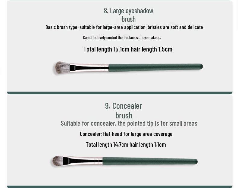 Green Cloud 14-Piece Beginner Makeup Brush Set - Ultra-Soft Bristles for Powder, Eyeshadow & More.