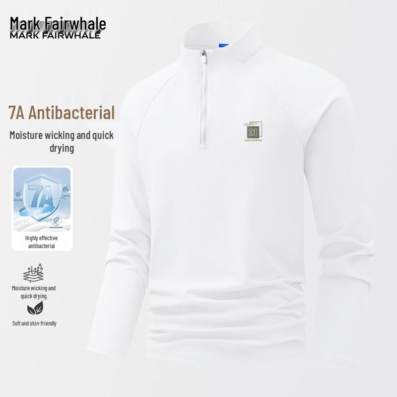 Mark Hua Fei Men s 7A Antibacterial Mock Neck Long Sleeve Quick-Dry T-Shirt L