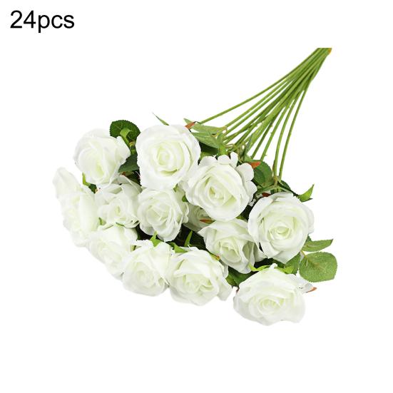 Artificial Rose Flower Realistic Long Stem Faux Silk Rose Bouquet for Valentine's Day Home Wedding Party Centerpiece Flower Arrangement
