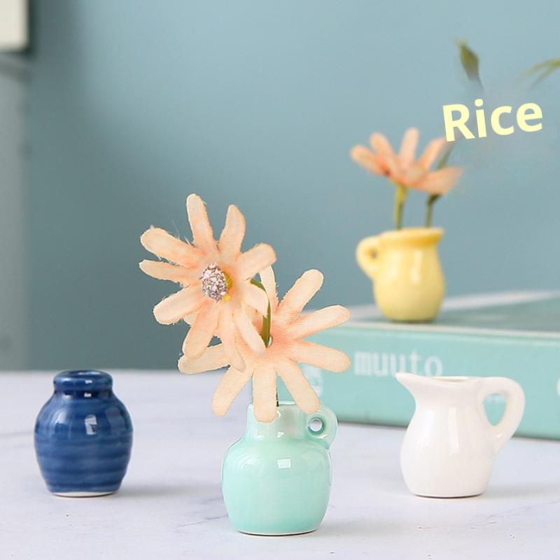 1Pcs Creative Diy Magnetic Flower Arrangement Decorative Object For Home Kitchen Decoration Mini Ceramics Vase Fridge Magnet
