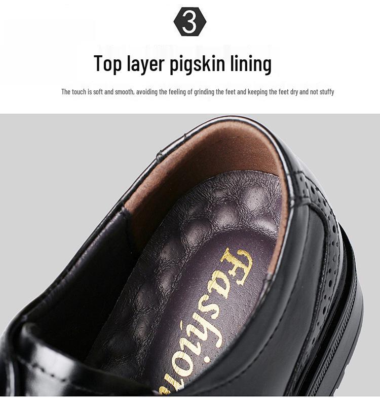 Men's Formal & Casual Brogue Leather Shoes - Low-top Pointed Toe Carved Cowhide, Large Sizes Available