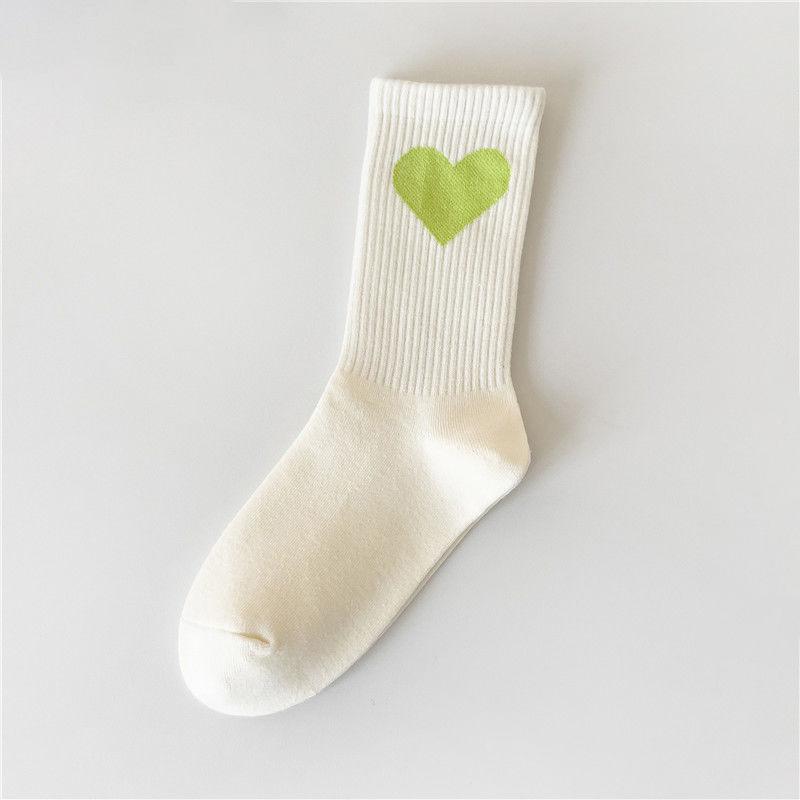 

Women s Mid-calf Socks for Spring and Autumn, Heart-shaped Smiling Crocodile Long Calf Socks, Green Forest Student Socks 1 pair