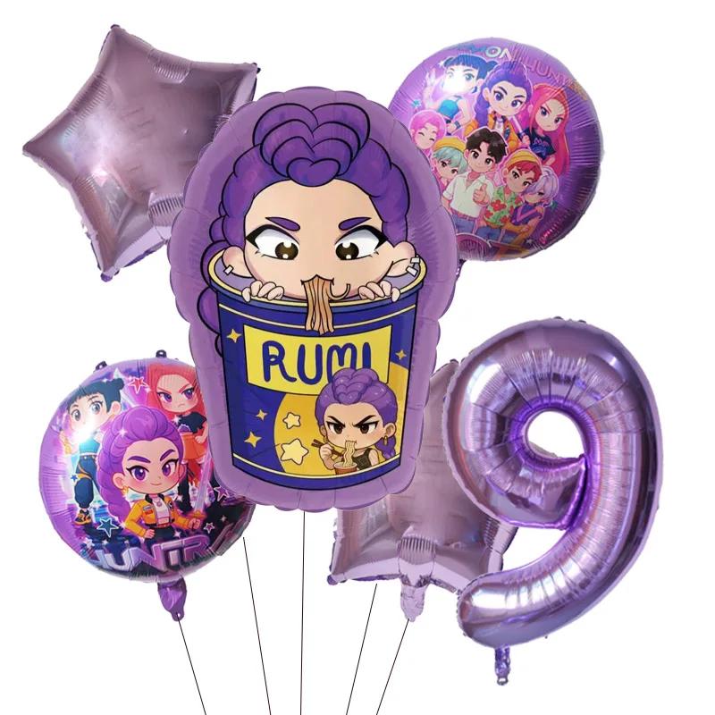 Kpop Demon Hunters Children's Birthday Party Decoration Ball Number Digit 1-9 Balloon Set Baby Shower Party Supplies Gift Toy