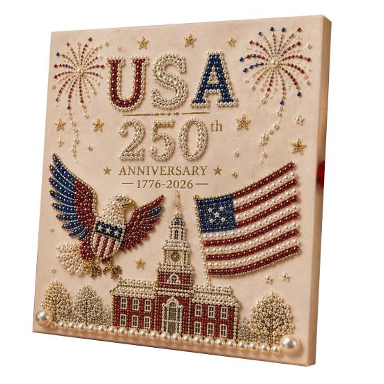 250th Anniversary Pearl Painting Kit, USA Anniversary DIY Pearl Art Set, Patriotic Bead Painting Craft Kit for Beginners Adults