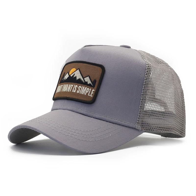 Embroidered mountain cap Outdoor sports mesh baseball cap Color matching breathable mesh cap Mountaineering sun hat