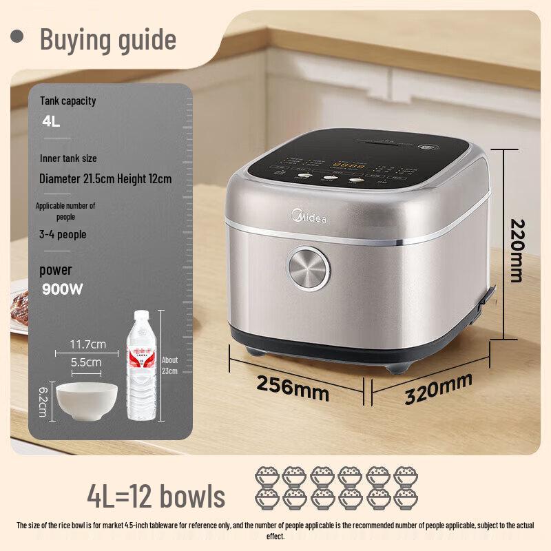 Midea Smart Stainless Steel Micro-Pressure Rice Cooker CN plug (adapter included)