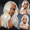 AIMEYA Platinblondes Bob-Perücken für schwarze Frauen Hitzebeständig Kurzwellige Spitzenfront-Perücke Synthetisches Haar Tägliche Nutzung Cosplay-Perücke