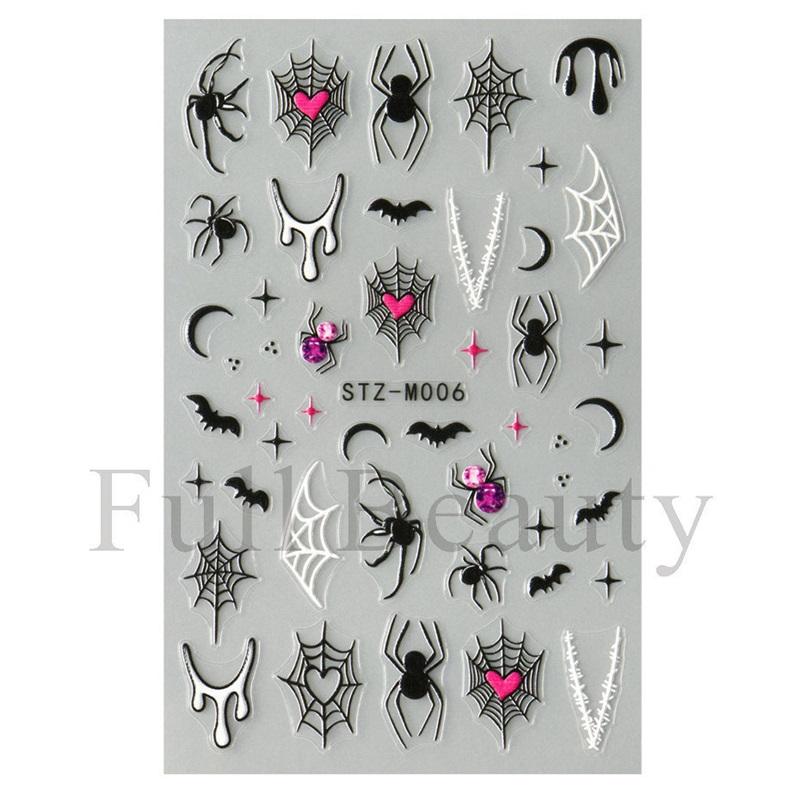 New nail art stickers Halloween micro-engraved love spider web spider skull funny cartoon nail art stickers