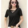 Short-sleeved Women's Summer White T-shirt Women's V-neck Loose Korean Version of The Top Casual InsT Shirt Trend