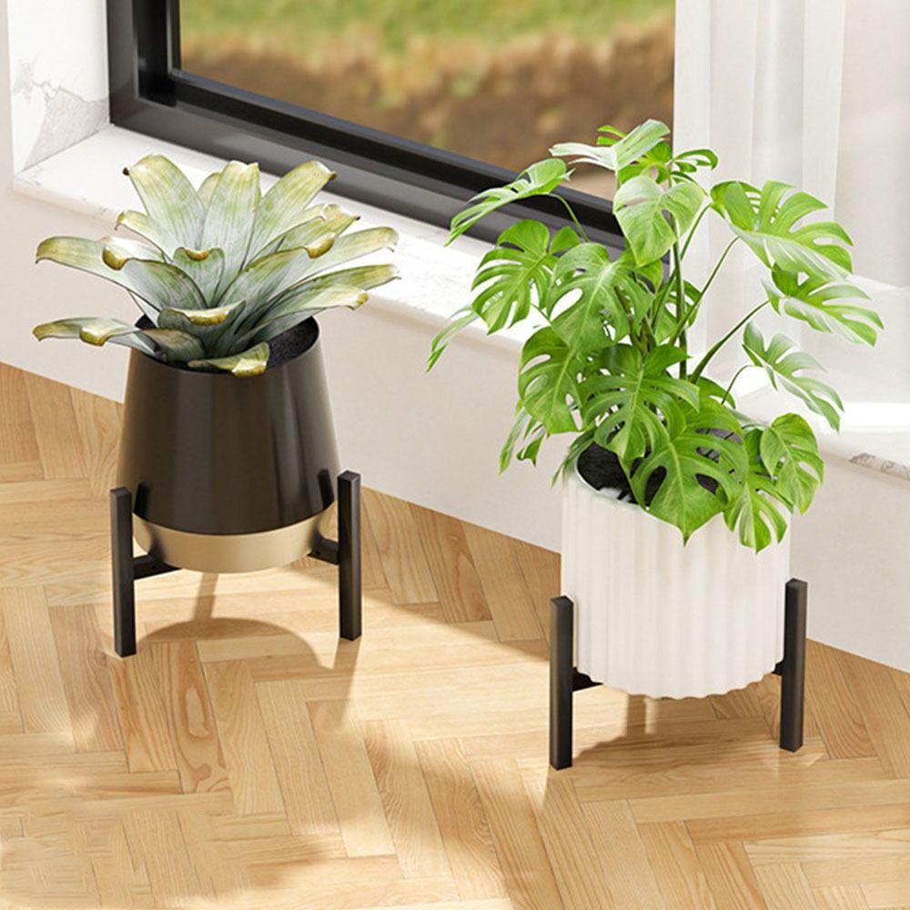Metal Flowerpot Bracket with Casters Potted Holder Stable Triangle Flowerpot Rack Outdoor Indoor