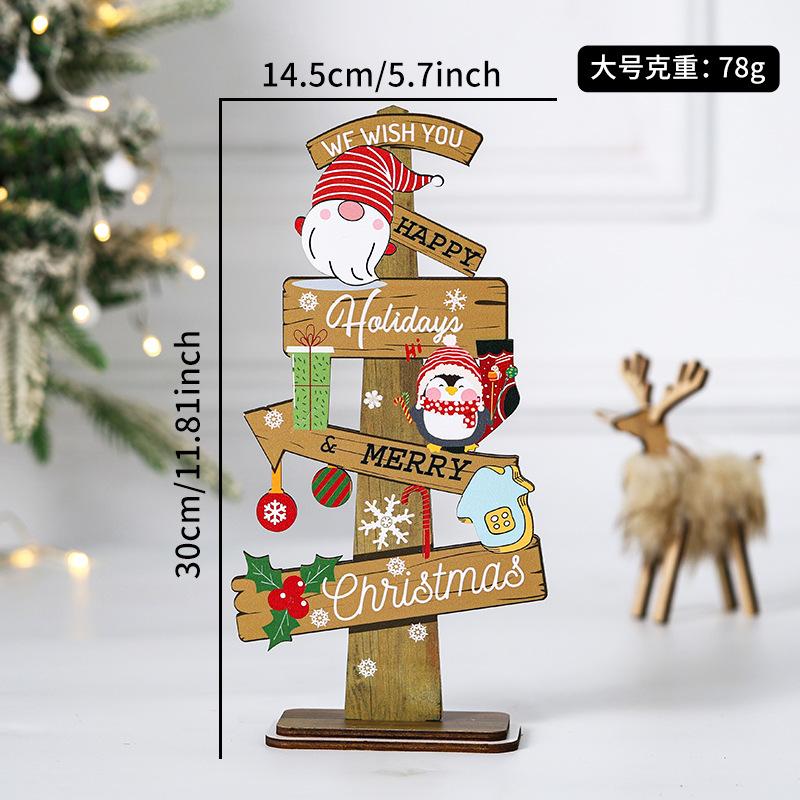 1pc Wooden Xmas Tree Ornaments Santa Claus Snowman 2026 Merry Christmas Home Decoration New Year Desktop Decor Navidad