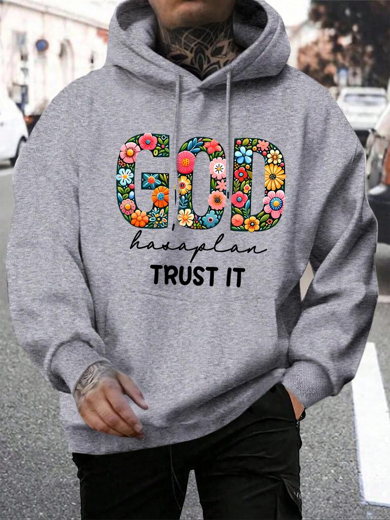 God Trust It Prints Hooded Man Fashion Casual Hoodies Simple Loose Sweatshirts Autumn Street Fleece Tracksuit