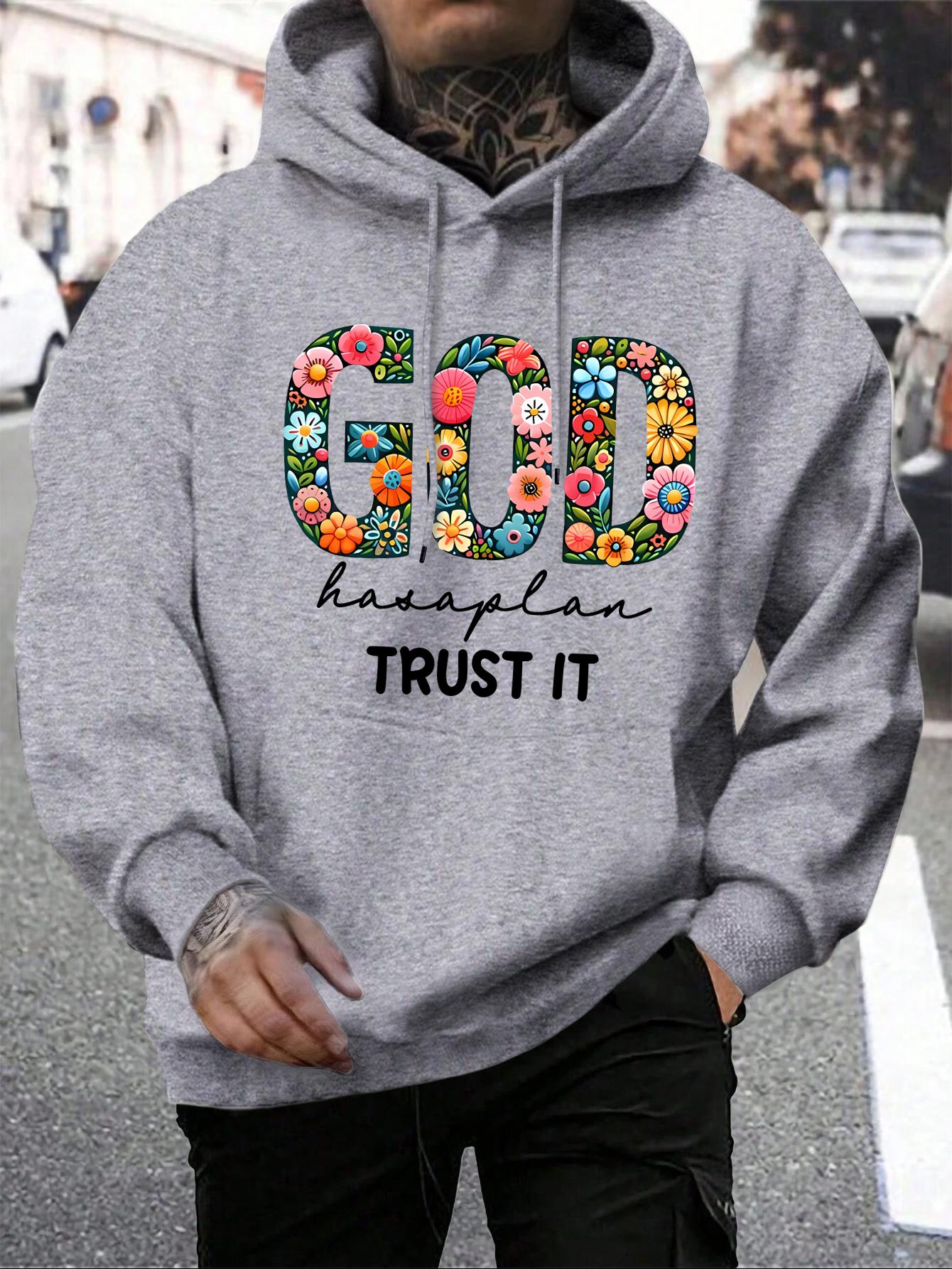 God Trust It Принты Мужская толстовка с капюшоном Модная повседневная толстовка Простая свободная толстовка Осенняя уличная флисовая спортивная одежда S