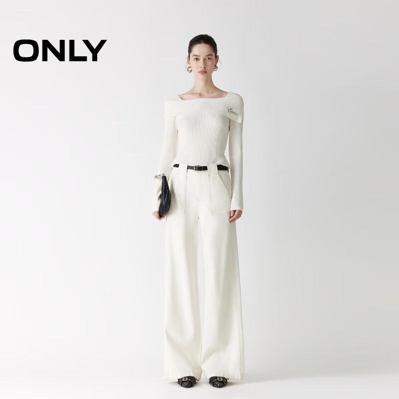 ONLY Women's Ribbed Off-Shoulder Knit Long-Sleeve Top