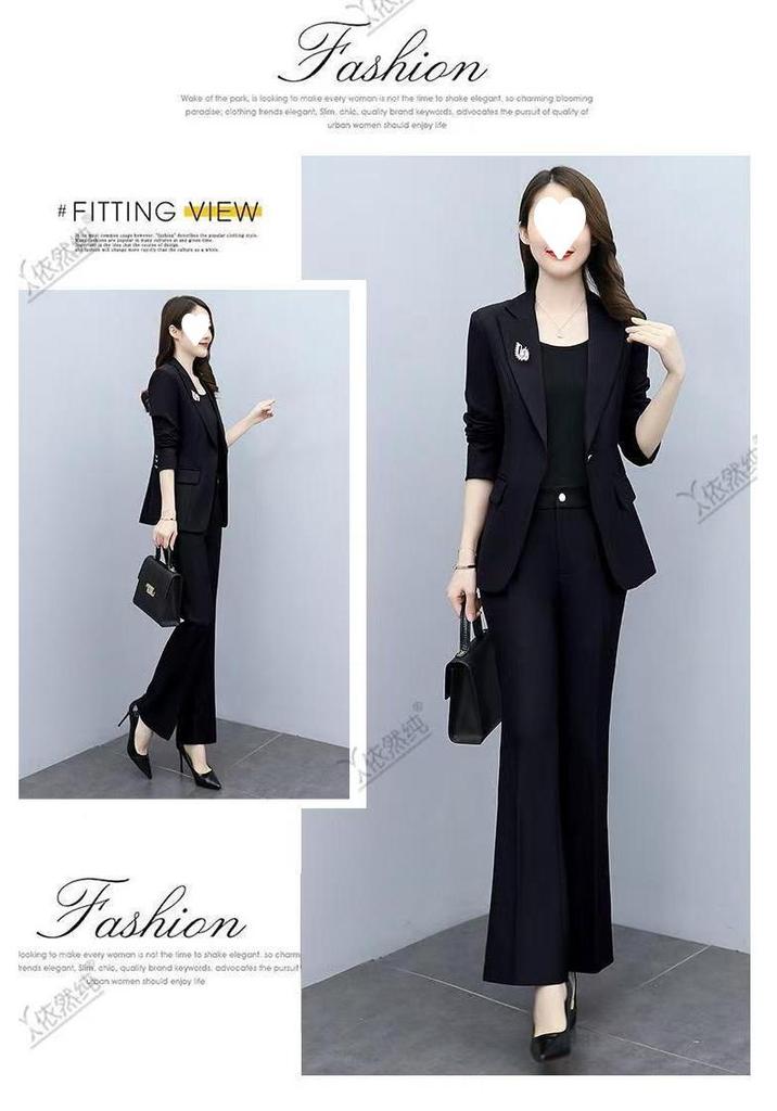 Spring 2025 Slim Fit Fashion Suit: Women's Two-Piece Set with Micro Flare Pants