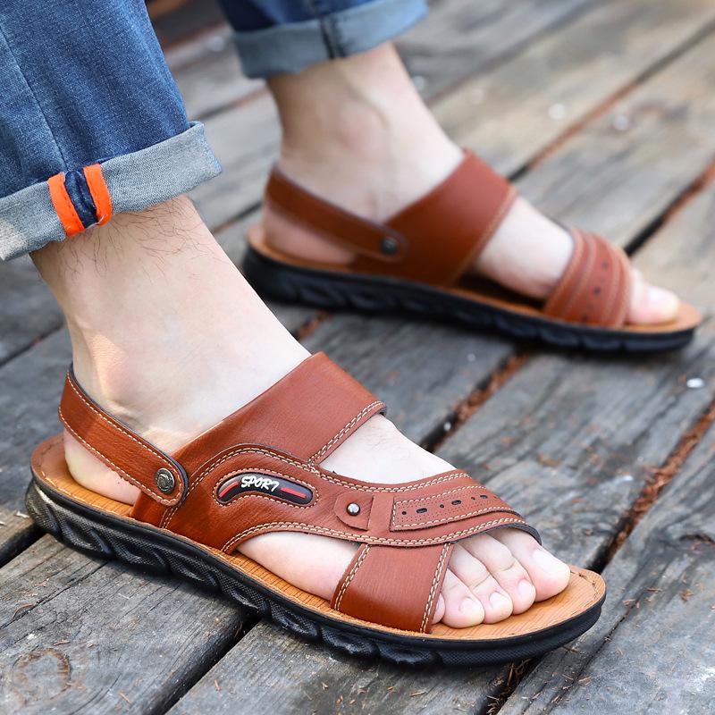 2025 New Summer Men's Casual Sandals Open-toed Hollow Shoes Men's Slippers Comfortable Outdoor Breathable Beach Shoes