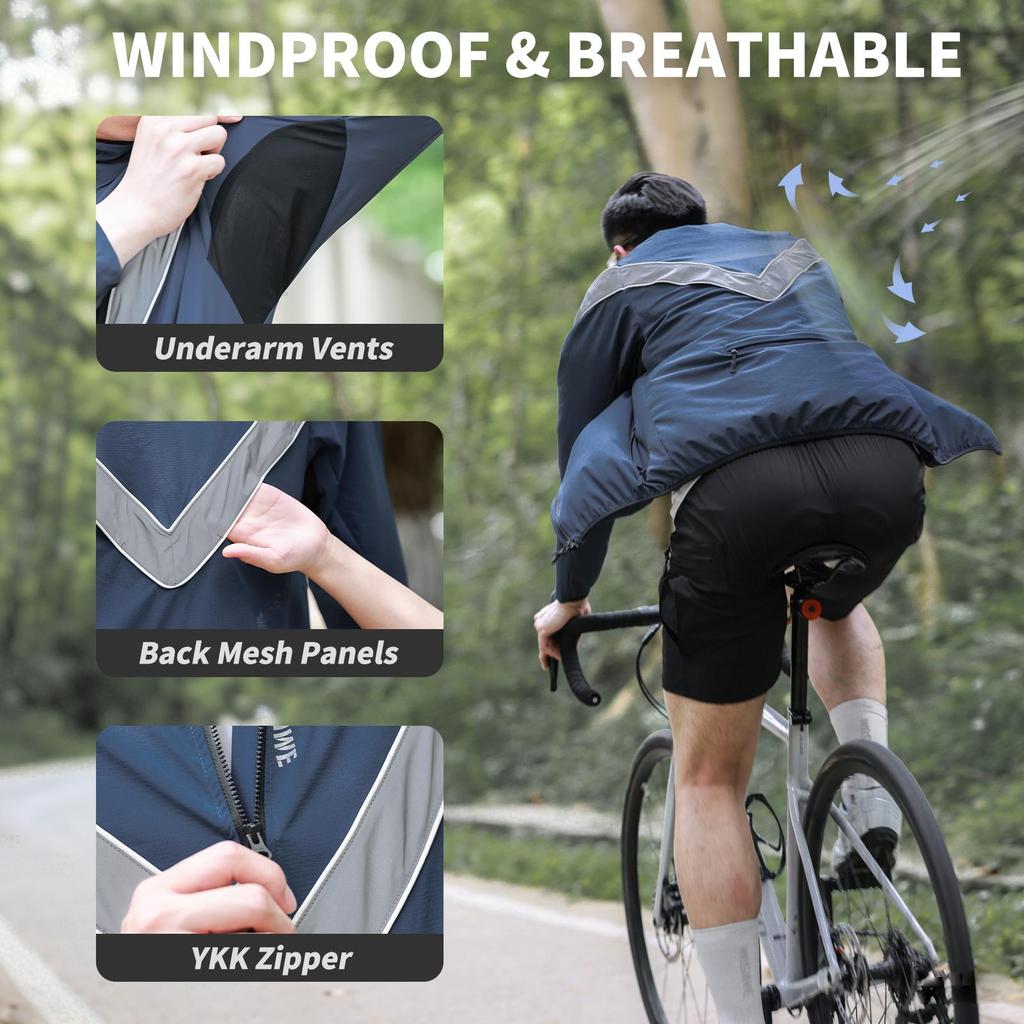 Wosawe Unisex Silniční Horská Městská Cyklistická Mikro Strečová Prodyšná Větruodolná Kapsa Top Bunda