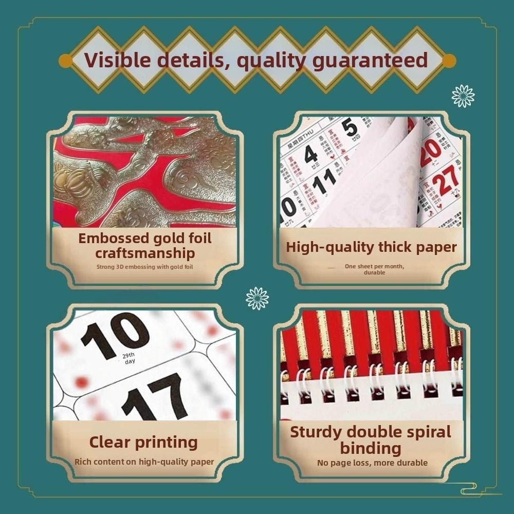 2026 Anno del Cavallo Calendario da Parete Tradizionale Capodanno Cinese Calendario Rosso Portafortuna Poster Regali da Appendere Calendario 2026
