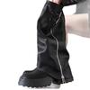 Fashion Women's Western Style High Tube Boots Thick Bottom Heightening Big Head Stackable Ankle Boots Round Toe Rubber Outsole