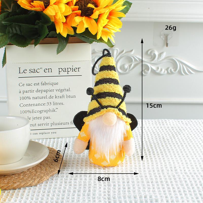 Christmas Light-Up Glowing Bee Ornaments with Wings & Faceless Gnome Doll Pendant