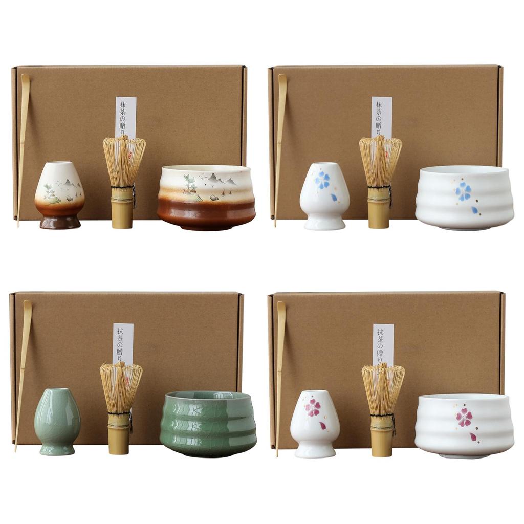 4Pcs Japanese Bamboo Handmade Matcha Tea Set for Tea Lovers Gifts Utensils Gadgets Tea Room Teaware Novelty Beverage Shop