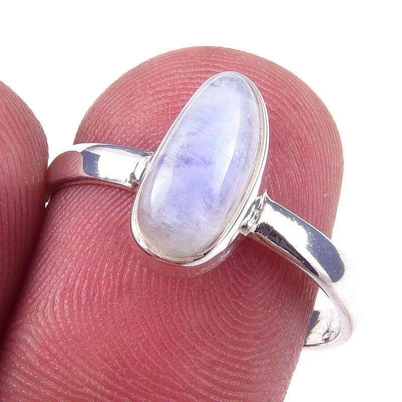 

Natural Rainbow Moonstone Gemstone Handmade 925 Solid Silver Ring Size 8 E1i24
