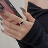 Fashion Square Black Rhinestone Finger Ring Women Unique Adjustable Open Ring Jewelry Accessory