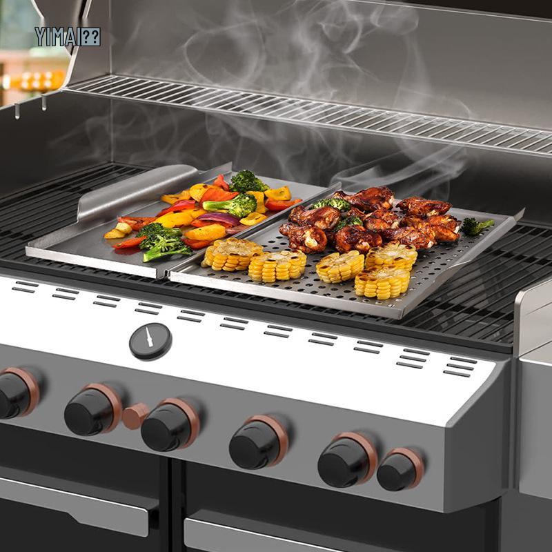 

Stainless Steel Outdoor Square Grill Pan for Camping and BBQ – Dual Use Vegetable & Meat Pan