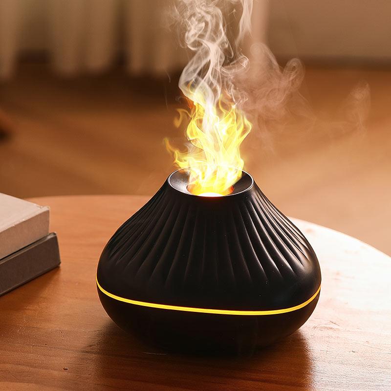 

Volcanic Aroma Diffuser Essential Oil Lamp 160ml USB Portable Air Humidifier with Color Flame Night Light чорний