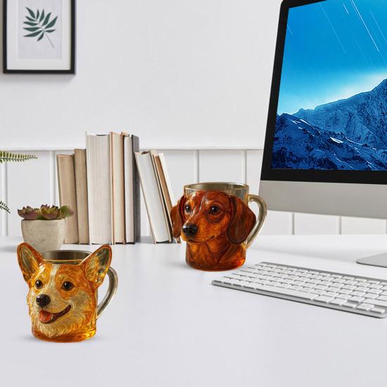 3D Hundefjes Glasskrus Morsom Vannkopp 11oz Gravering Kreativ Drikkebeholder Funky Skulpturelt Glass Gave til Hundelskere