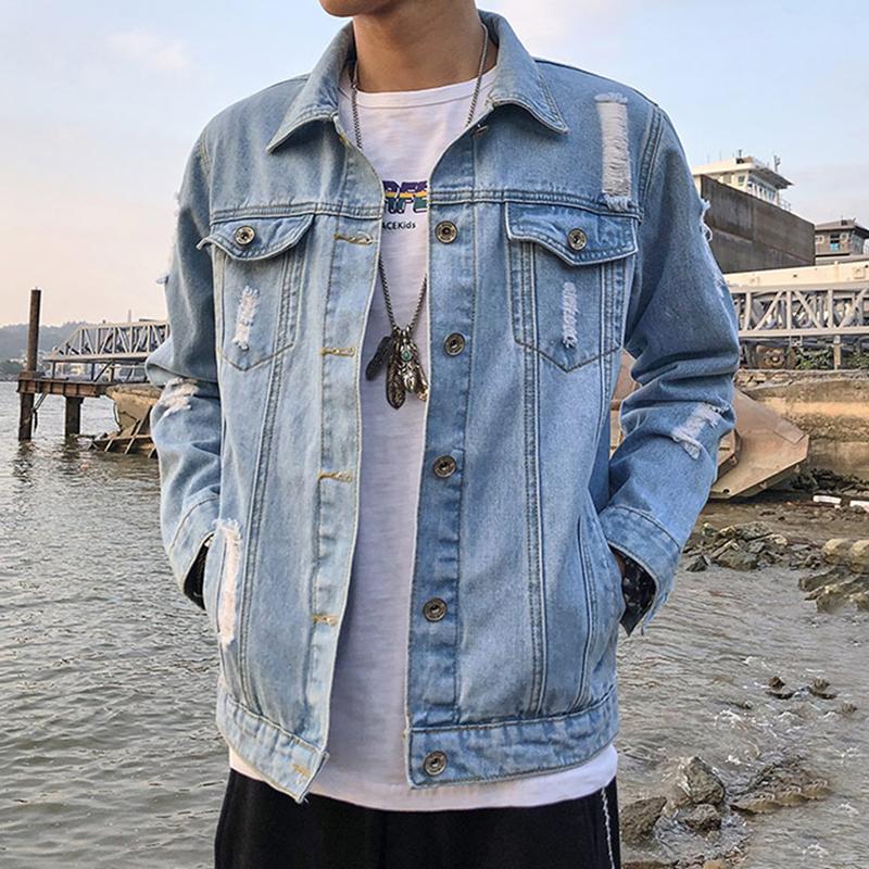 

IELGY Модная молодежная джинсовая куртка в гонконгском стиле, мужская свободная 3XL синий