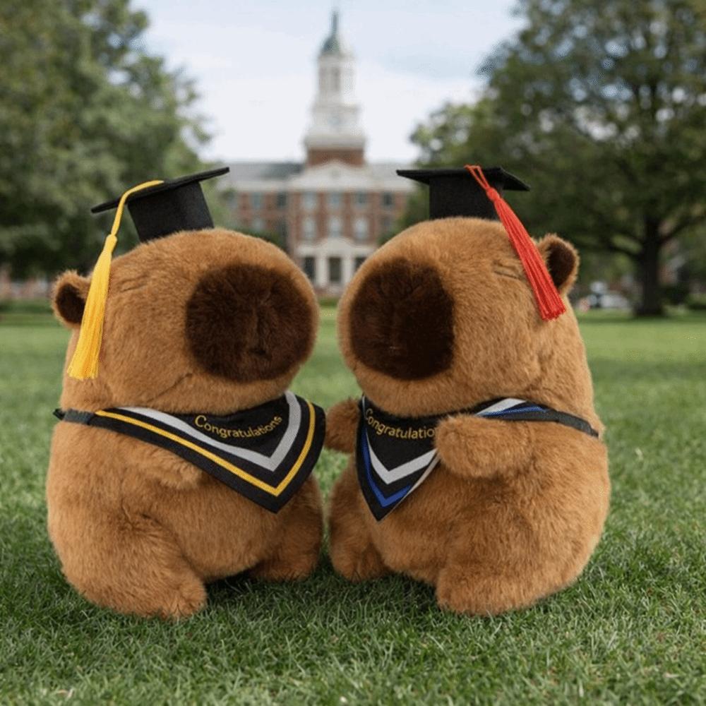 Soft Material Graduation Capybara Plush Toy Cartoon Design Doctor Hat Capybara  Graduation Season