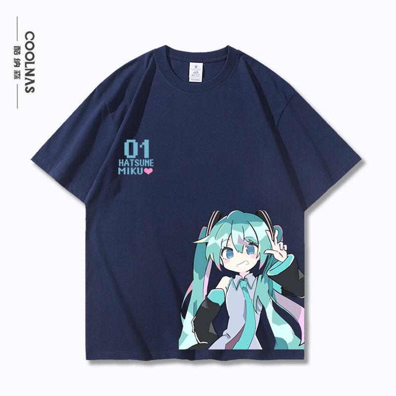 Hatsune Miku Miku Animation Anime Cartoon Around Pure Cotton Printed TShirt New Unisexs and Unisexs Loose Casual TShirt