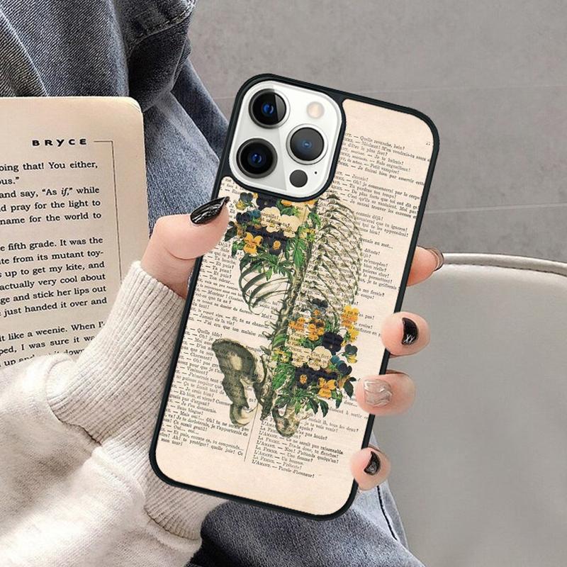 Vintage Anatomy Heart Brain Nurse Phone Case for iPhone 17 Air 16 16e 15 Plus for Apple 13 11 12 14 Pro Max Cover coque