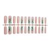 24pcs Floral Pattern Nail Art Set Long Square Press on Nail Acrylic False Nail For Daily Commute Or Special Occasion