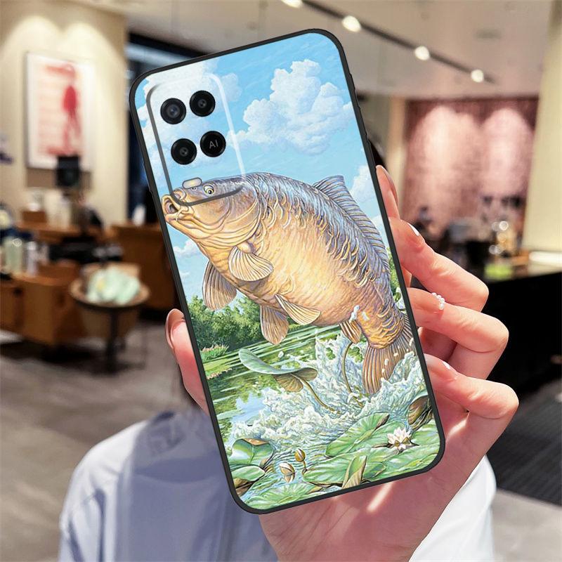 Carps Fish Fishing Case For Oppo A94 A54 A40 A60 A80 A98 A78 A18 A38 A58 A16 A76 A96 A17 A77 A74 A57S A15 Cover
