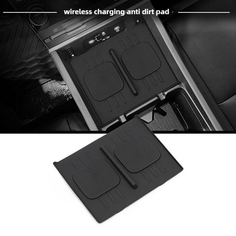 For Hyundai Santa Fe 2024 2025 Black Armrest Storage Box Cup Holder Anti Dirt Pad Organizer Tidying Car Interior Accessories
