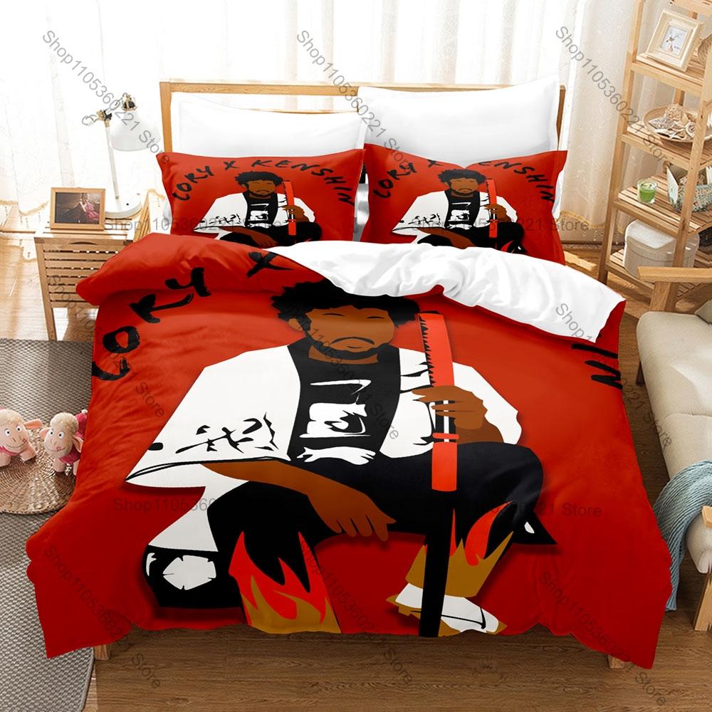 C-CoryxKenshin 3D Print Bedding Set Includes Duvet Cover + 2 Pillowcases Horror Game Samurai Community Bedroom Decor For Fans