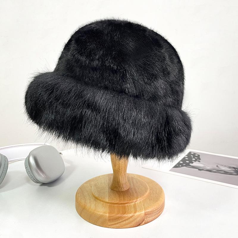 Winter Imitation Seto Fur Fisherman's Hat for Women Warm Soft and Waxy Plush Basin Hat Korean Style Face Showing Small Cold Proof Hat