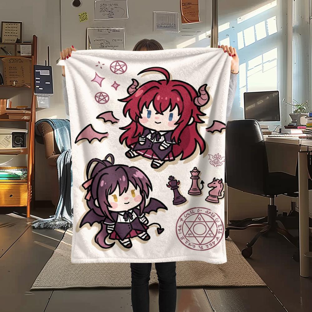 1Pc High School DxD Print Flannel Blanket, High Quality Comfortable for All Seasons, Home Decor, Warmth and Comfort, Perfect for Christmas Gifts