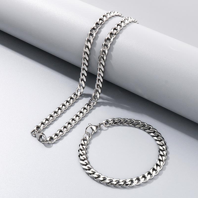 Halskette aus Titanstahl mit dicker Hip-Hop-Kette, Edelstahl sechsseitig geschliffene Kette mit Kettenschmuck