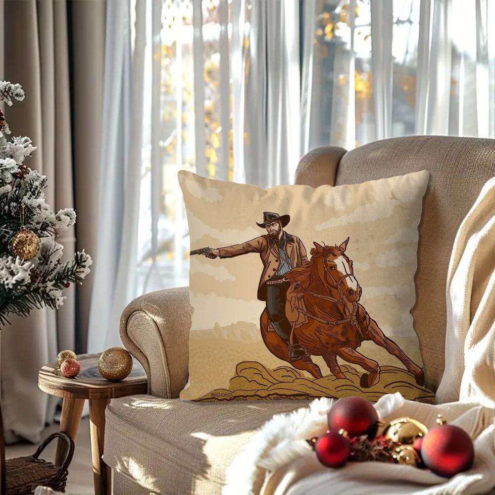 Games Red D-Dead R-Redemption 2 Pillow Case Square Pillow Bedroom Sofa Leisure Comfort Cushion Living Room Home Decoration 40X40