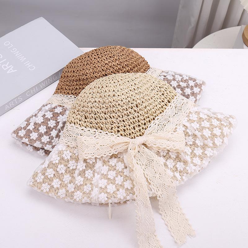 Spring and summer new fashion small fresh lace mesh three-dimensional small flower bucket hat outdoor travel sweet sun hat
