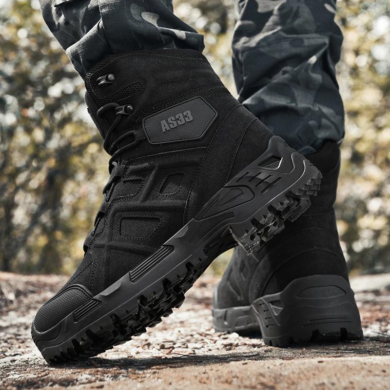Nouvelles Bottes Tactiques pour Hommes Décontractées Marque Imperméables Grande Taille Sécurité Extérieur Moto Cheville Chaussures de Randonnée Chaussures d'Escalade Militaires